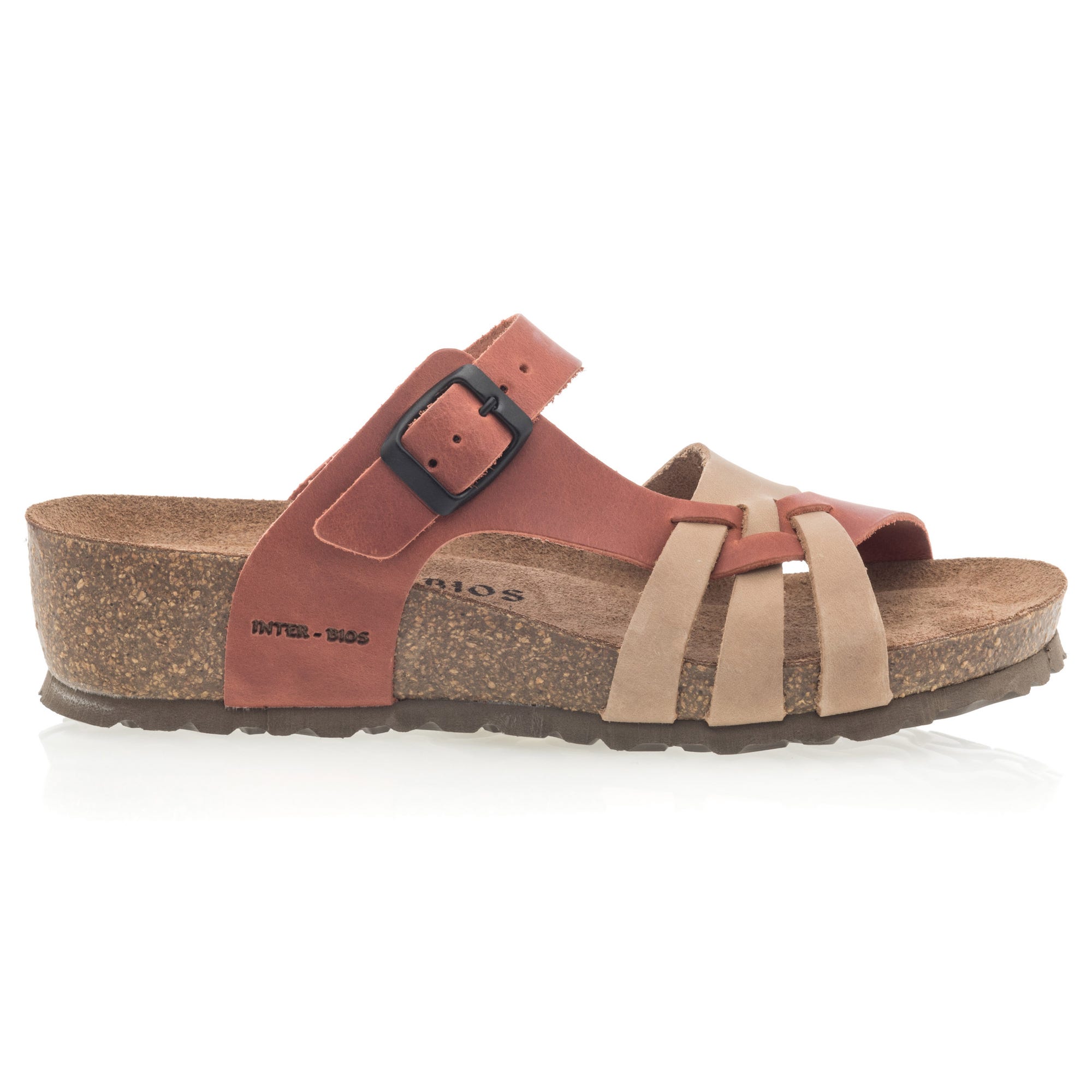 Mules semelle liège Femme en cuir beige