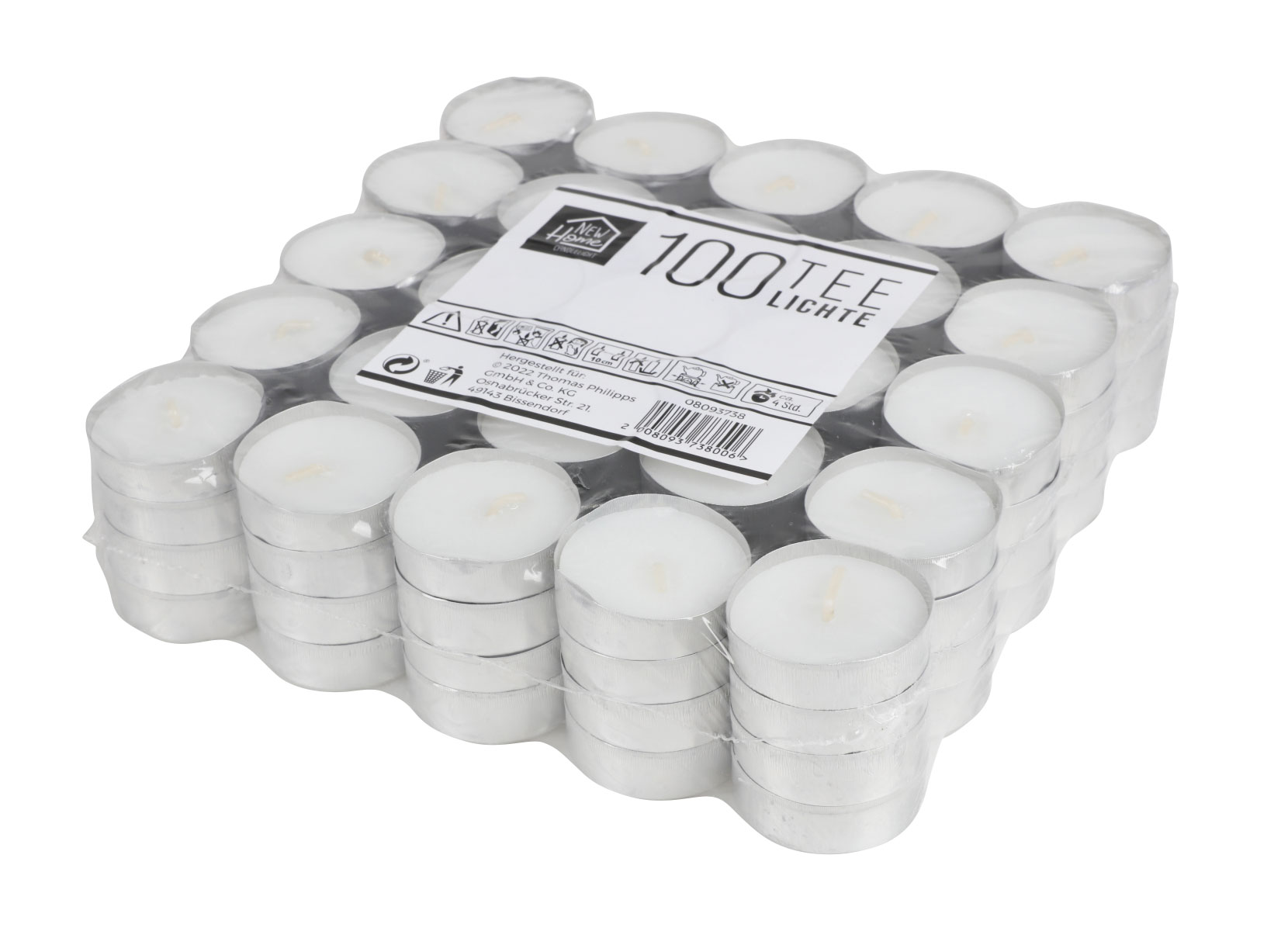 Teelichter 100er-Pack 4h Brenndauer