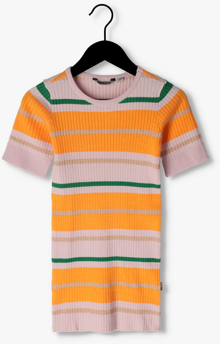 MOODSTREET lila moodstreet mini jurk fine knitted striped rib dress