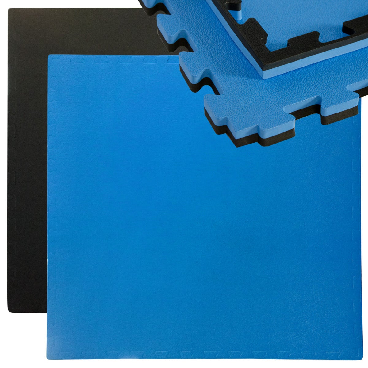 90x90cm XL Trainingsmat - 25mm dikke oefenmat met rand, zwart/blauw
