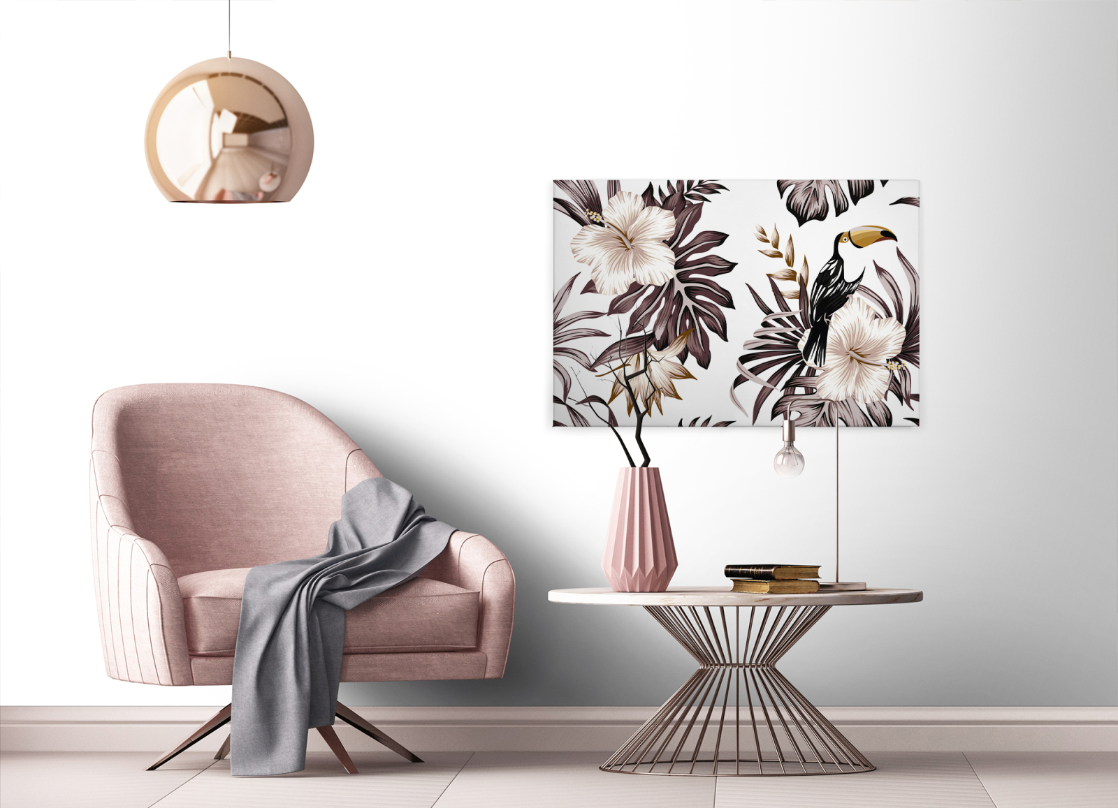 Leinwandbild TUKAN - braun-weiß - 90x60 cm