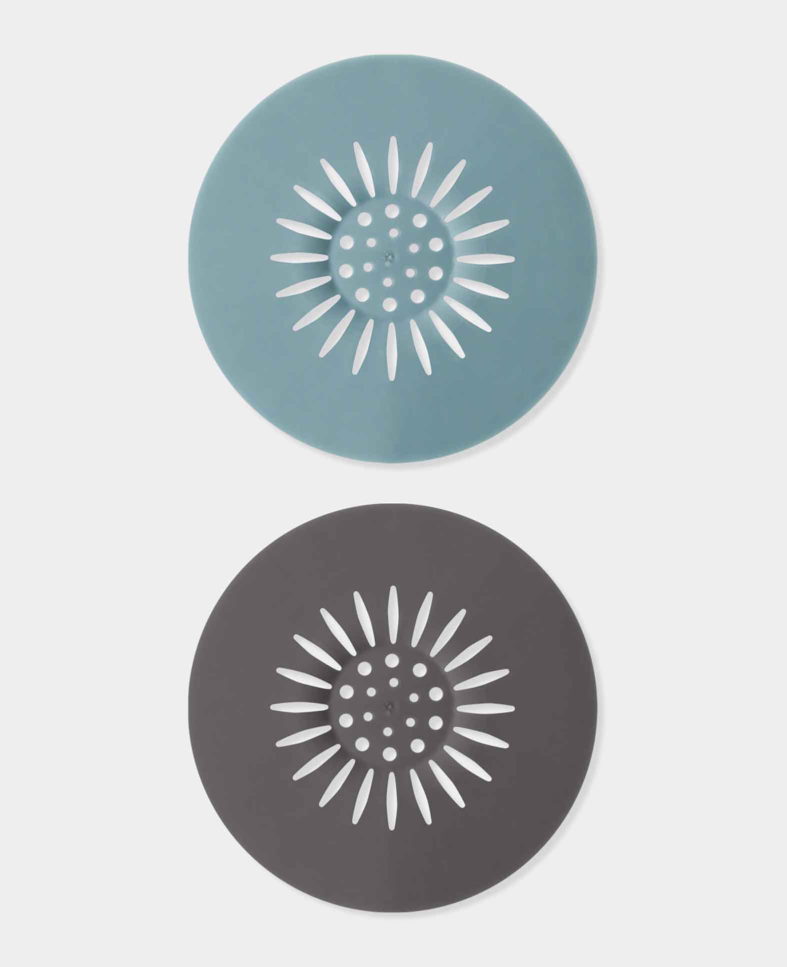 (2er Set) Silikon Abflusssieb Abfluss Schutz - Grau / Blau