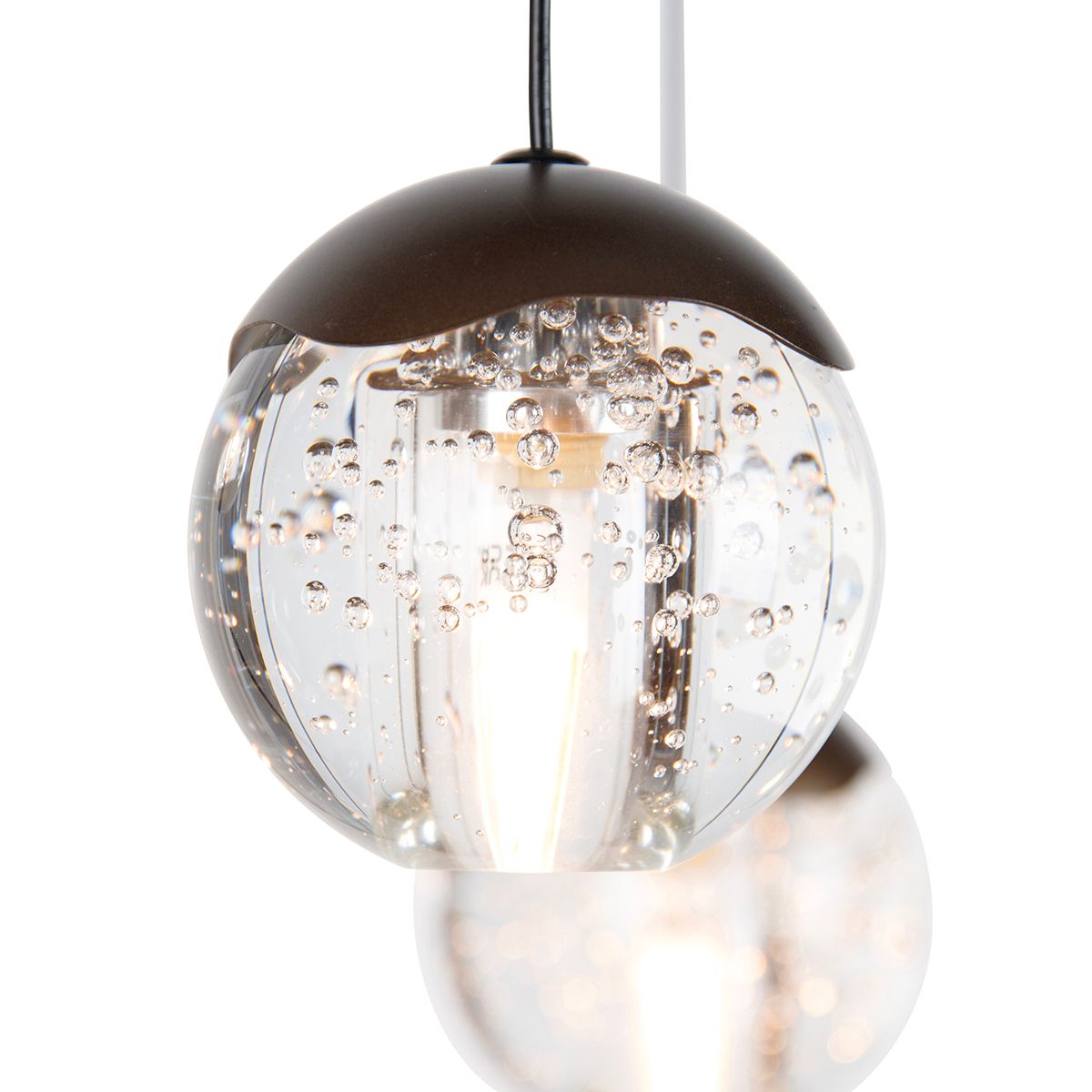 Design hanglamp donker brons met helder glas 12-lichts - Inge