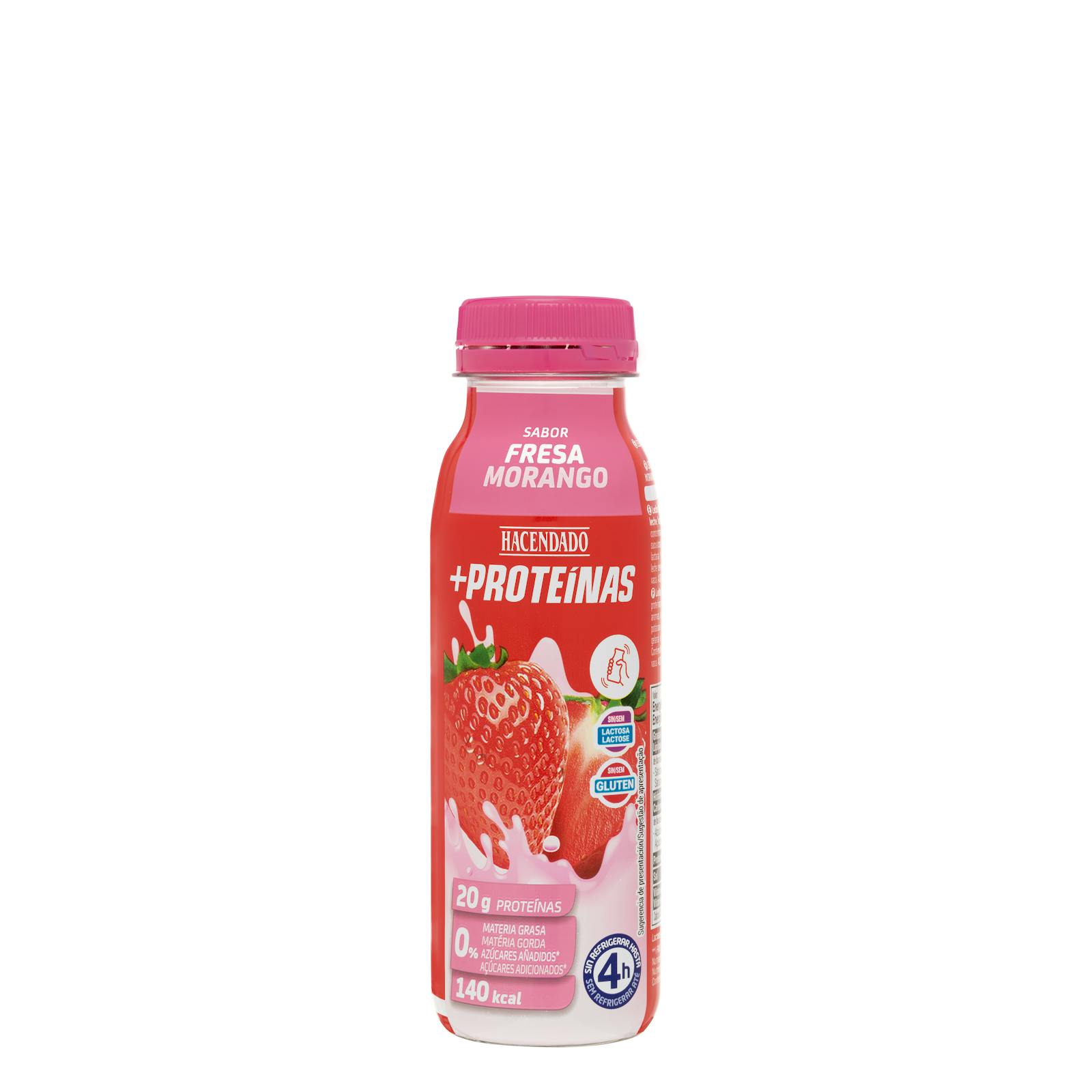 Boisson au lait écrémé saveur fraise + Protéines Hacendado 0% mg 20 g de protéines