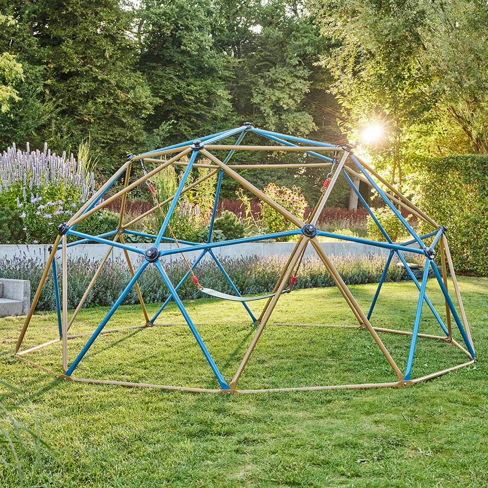 Home Deluxe - MATTI Klimrek incl. Schommel en Tent - Kleur: Blauw/Brons - ⌀ 305 cm - Draagvermogen tot 340 kg | Klimtoren, Rekstok, Kinderspeelgoed