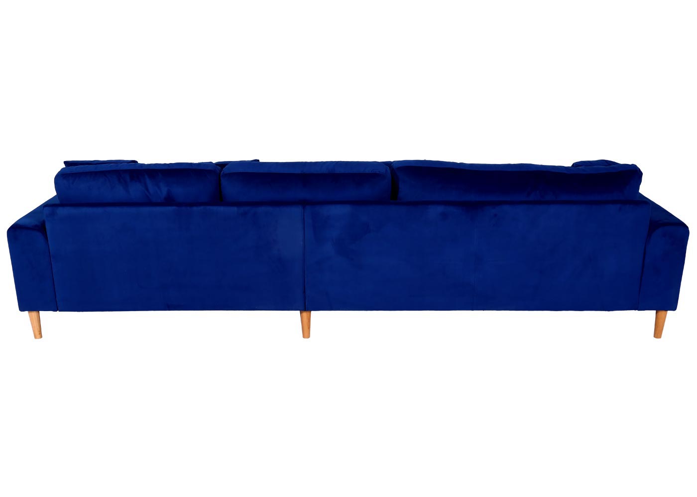 Ecksofa MCW-J54, Couch Sofa 3-Sitzer L-Form Liegefläche links/rechts 295cm ~ Samt blau