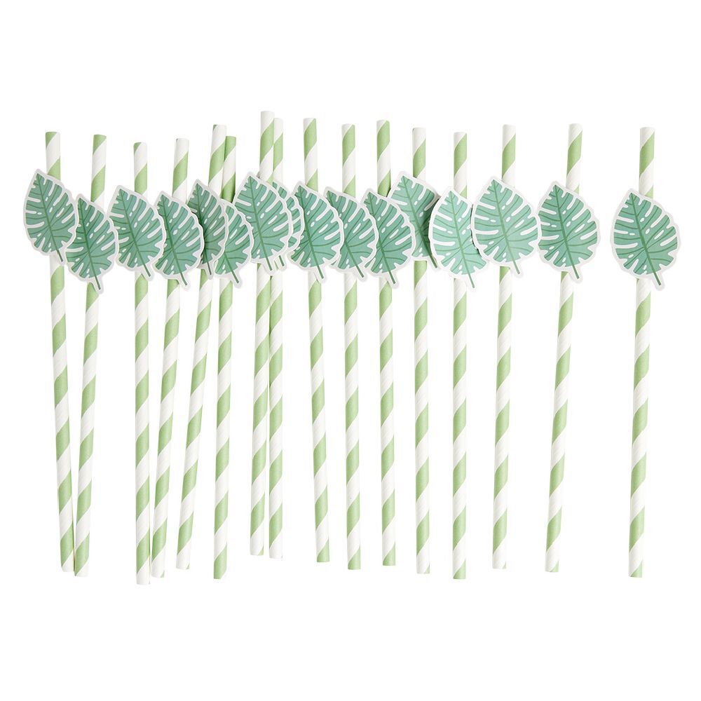Paille papier décor spirale colorée avec fantaisie x16 - Ø0,5 x H27cm