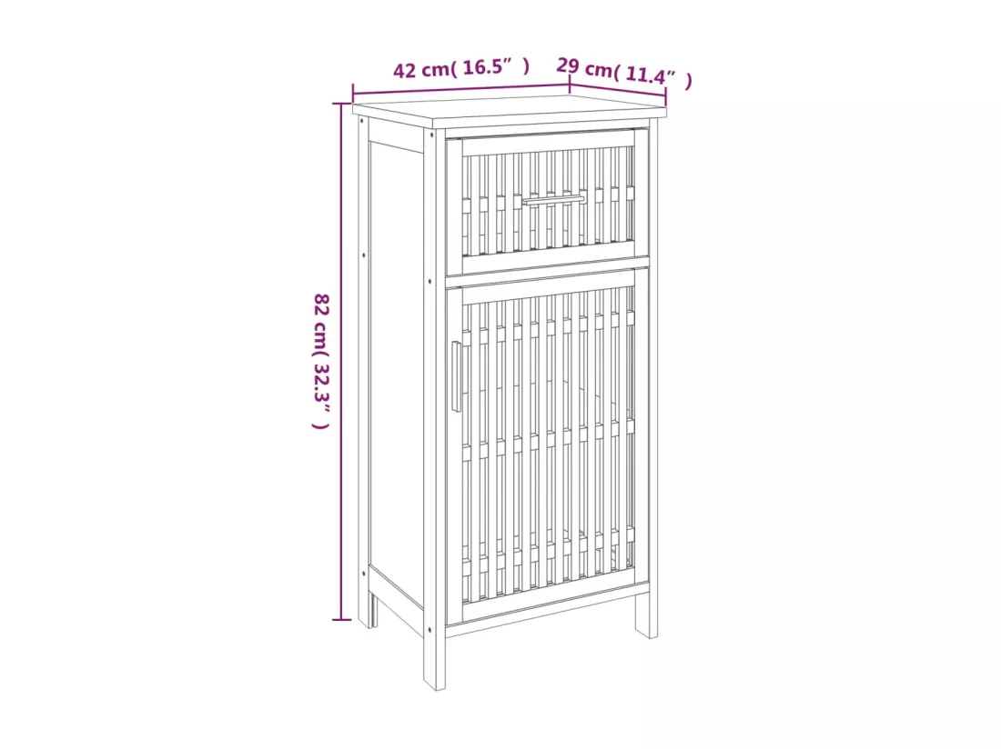 Armoire de salle de bain 42x29x82 cm Bois massif de noyer