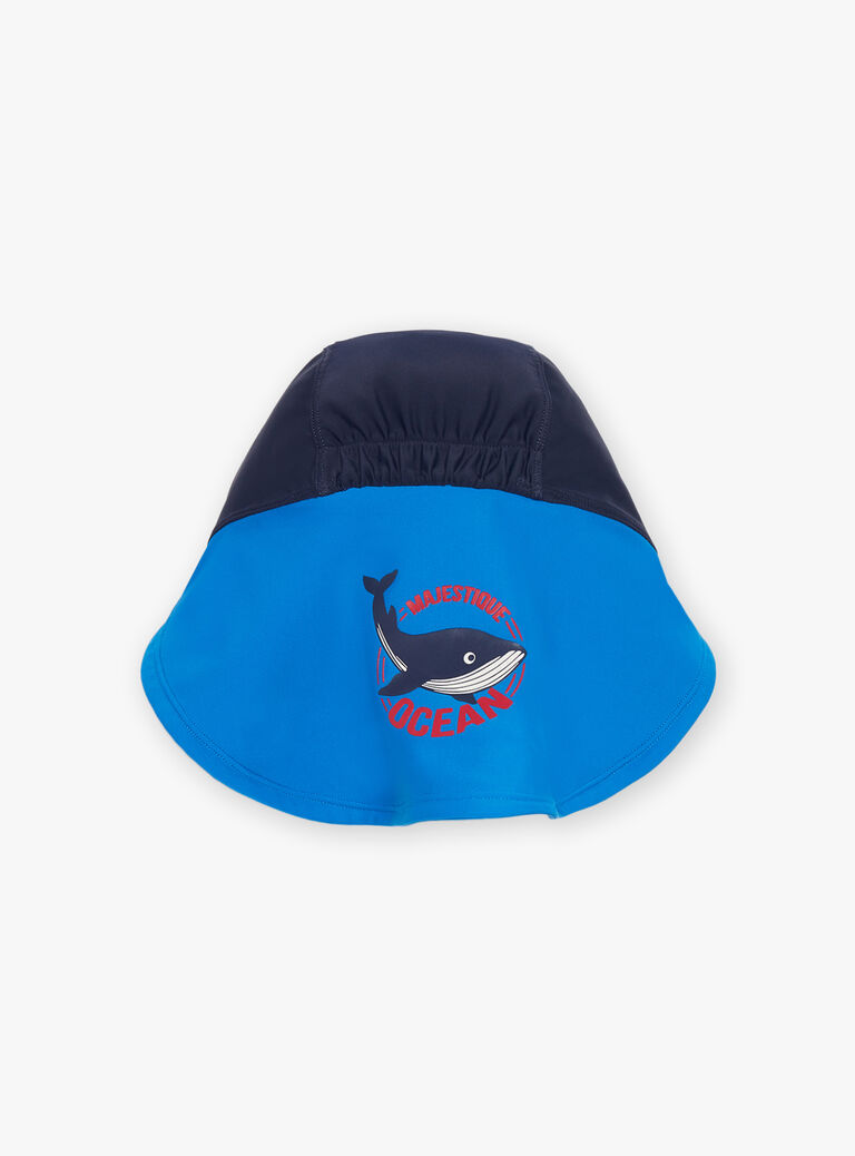 Chapeau de bain couvre-nuque bleu marine