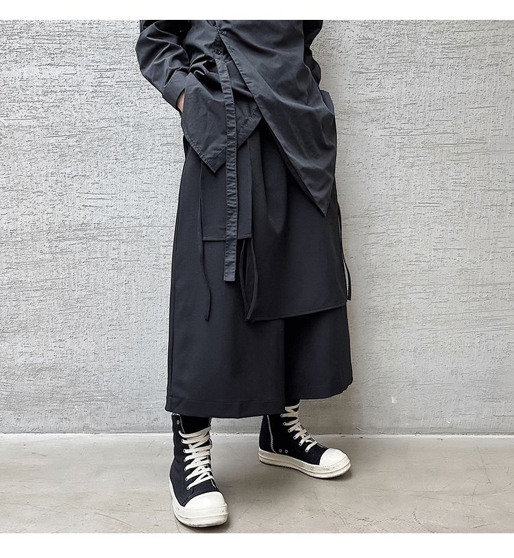 ravewider - Cropped onregelmatige wijde broek