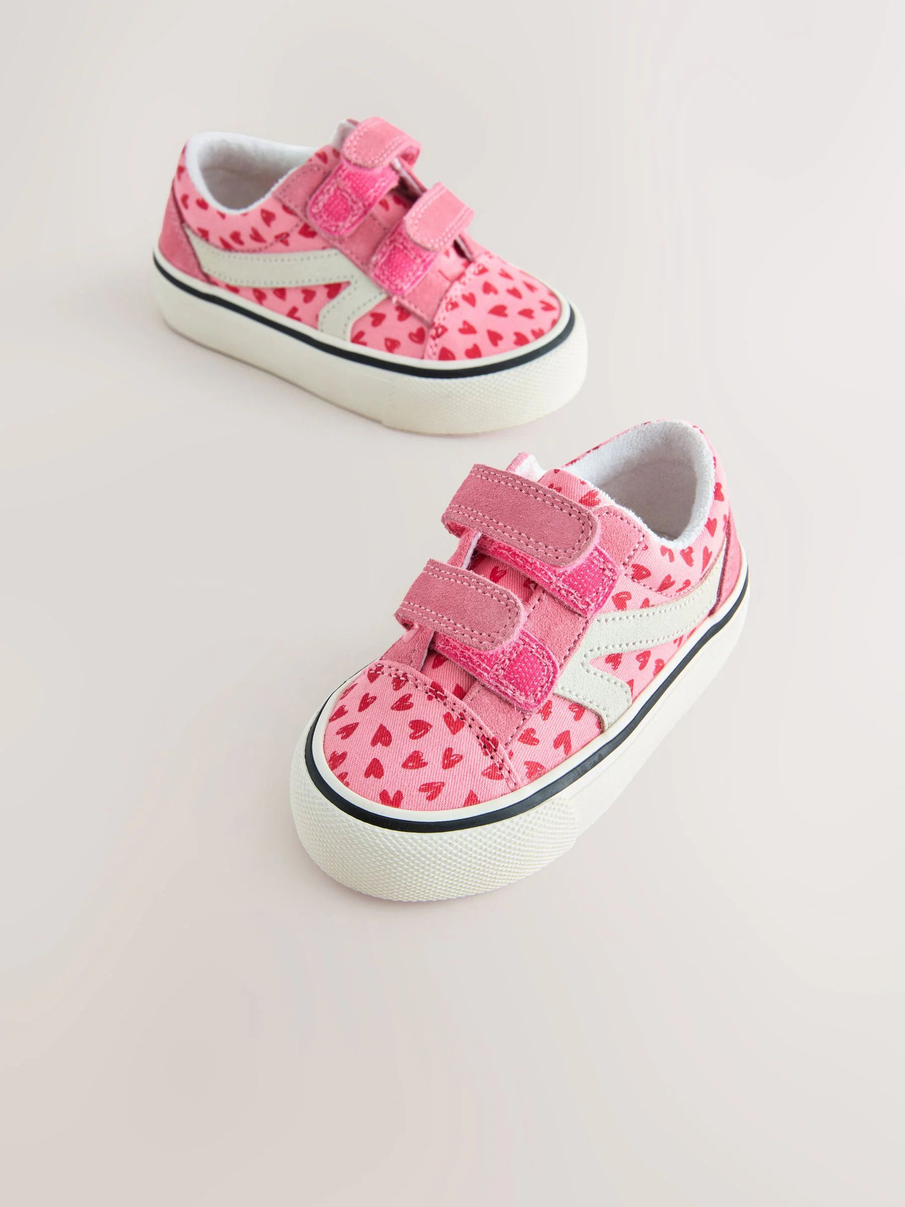 Roze met hartjesprint - Sneakers met klittenbandsluiting