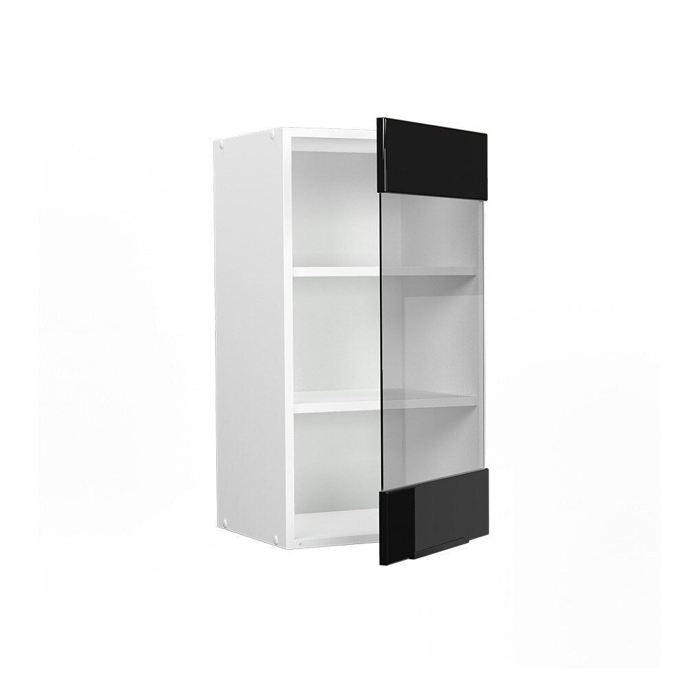 Vicco Glashängeschrank Küchenschrank Küchenmöbel Fame-Line Weiß Schwarz 40 cm modern Hochglanz