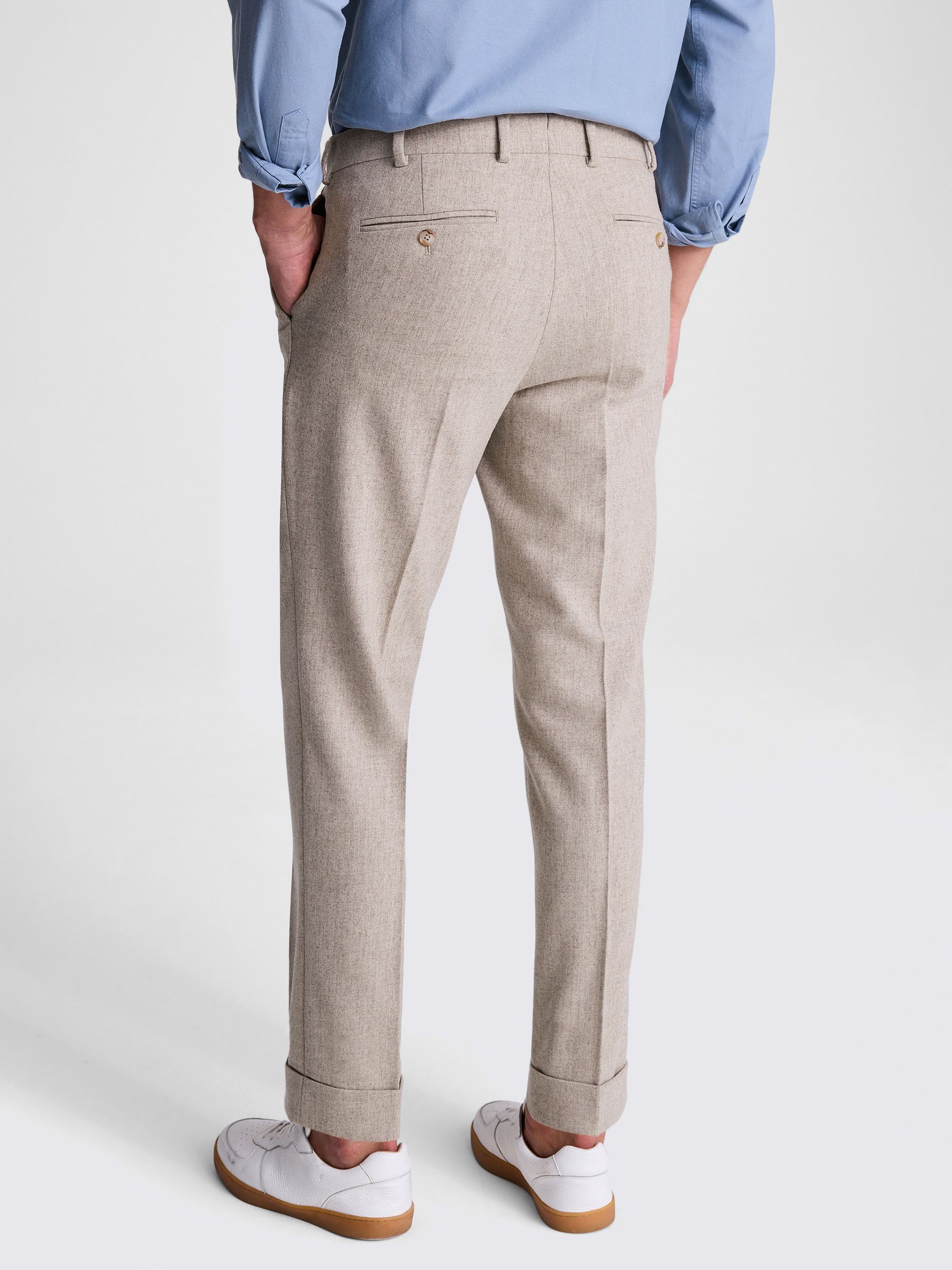 Medium naturel - MOSS - Getailleerde flanellen broek