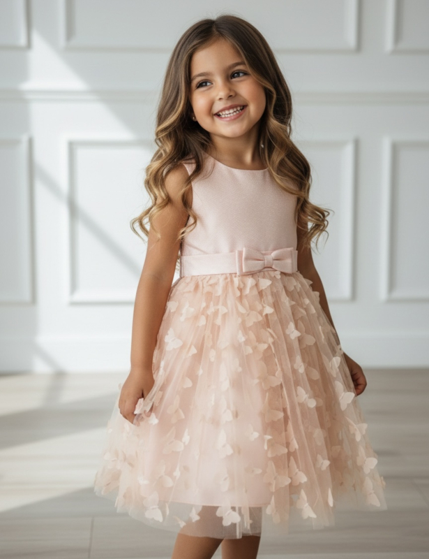 Butterfly Bow Tule Dress - zalm (Verzenddatum 27 feb)
