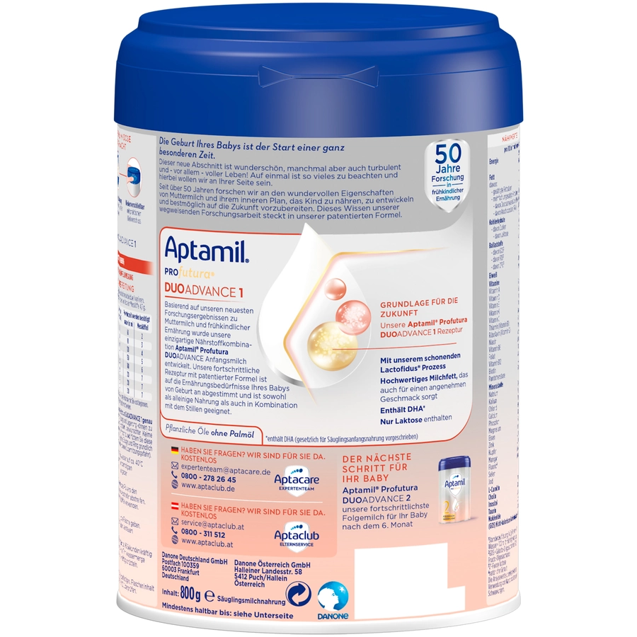 Aptamil Anfangsmilch Profutura Duo Advance 1 800 g von Geburt an