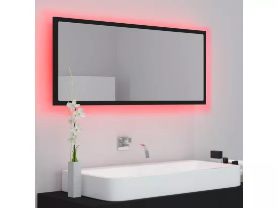 Miroir à LED de salle de bain Noir 100x8,5x37 cm Acrylique