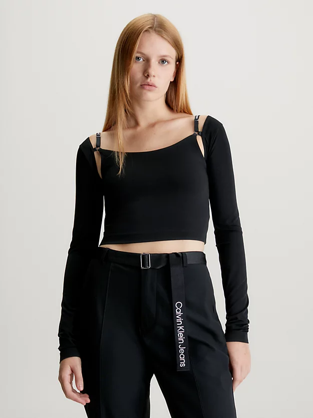 Blusa de manga comprida com detalhe transpassado