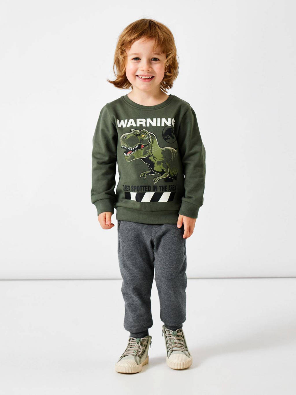 NAME IT sweater NMMNAT met printopdruk donkergroen