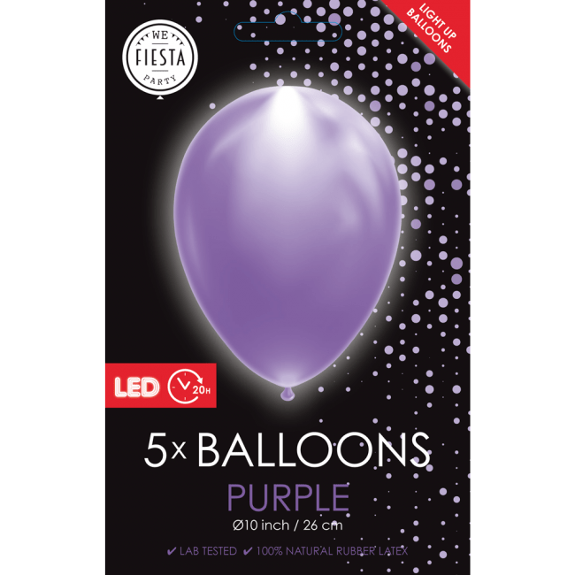 Paarse Led Ballonnen 26cm 5st