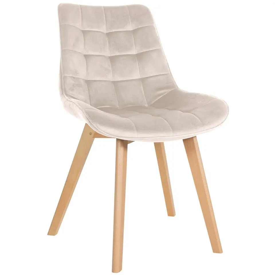 CLP Eetkamerstoel Brook natura Frame - Fluweel - creme