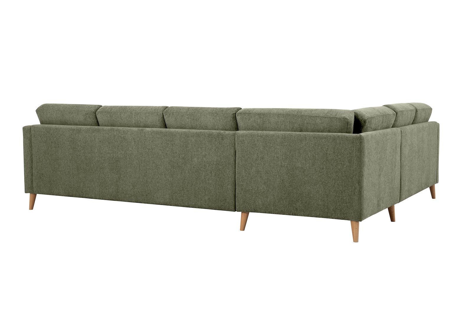 Eden hjørnesofa 23 hjørne i tekstil Thor 17 Green med ben i eik natur (15137).