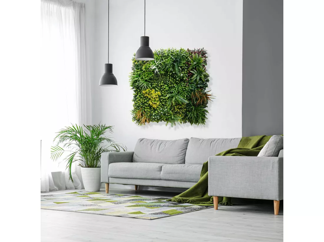 Primavera - Décoration de mur vert artificiel, panneau 100x100 cm