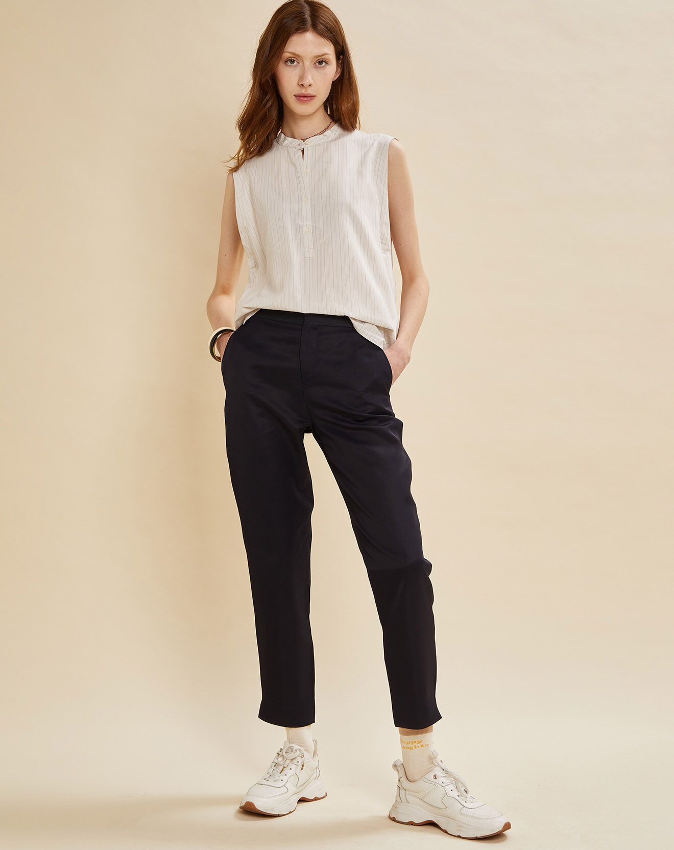 Chloé Stora Blouse Bastia rayée écrue