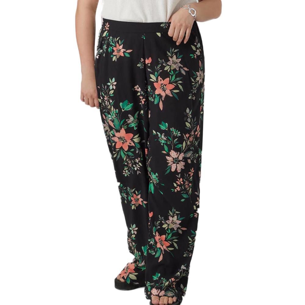 Vero Moda Pantalon Noir à fleurs Femme Vero Moda Curve Easy Hw Wide