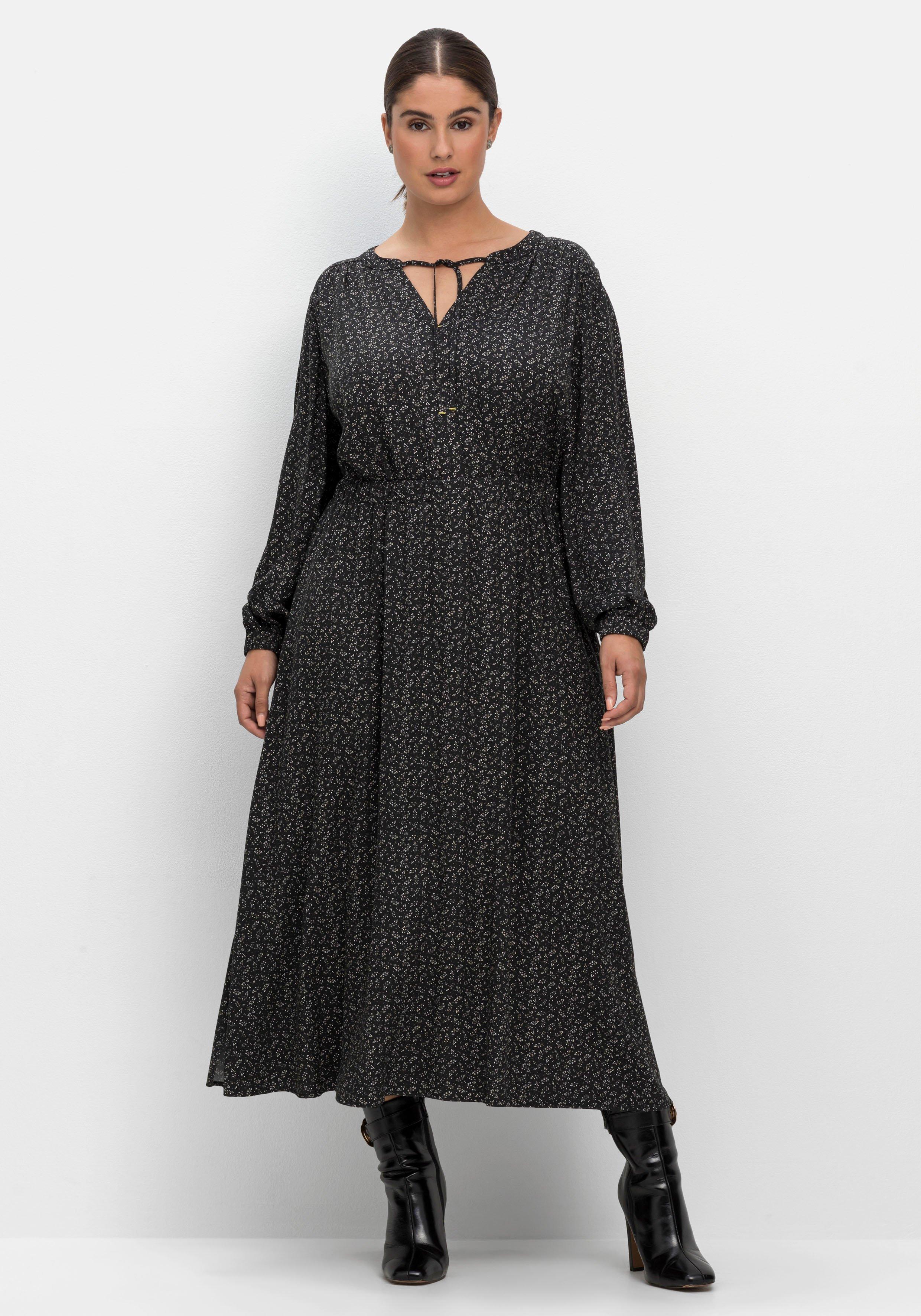 Midikleid mit Blumendruck und Taillen-Gummizug
