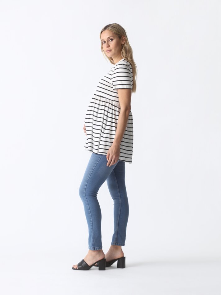 Camiseta de maternidade estampada - Azul/Branco