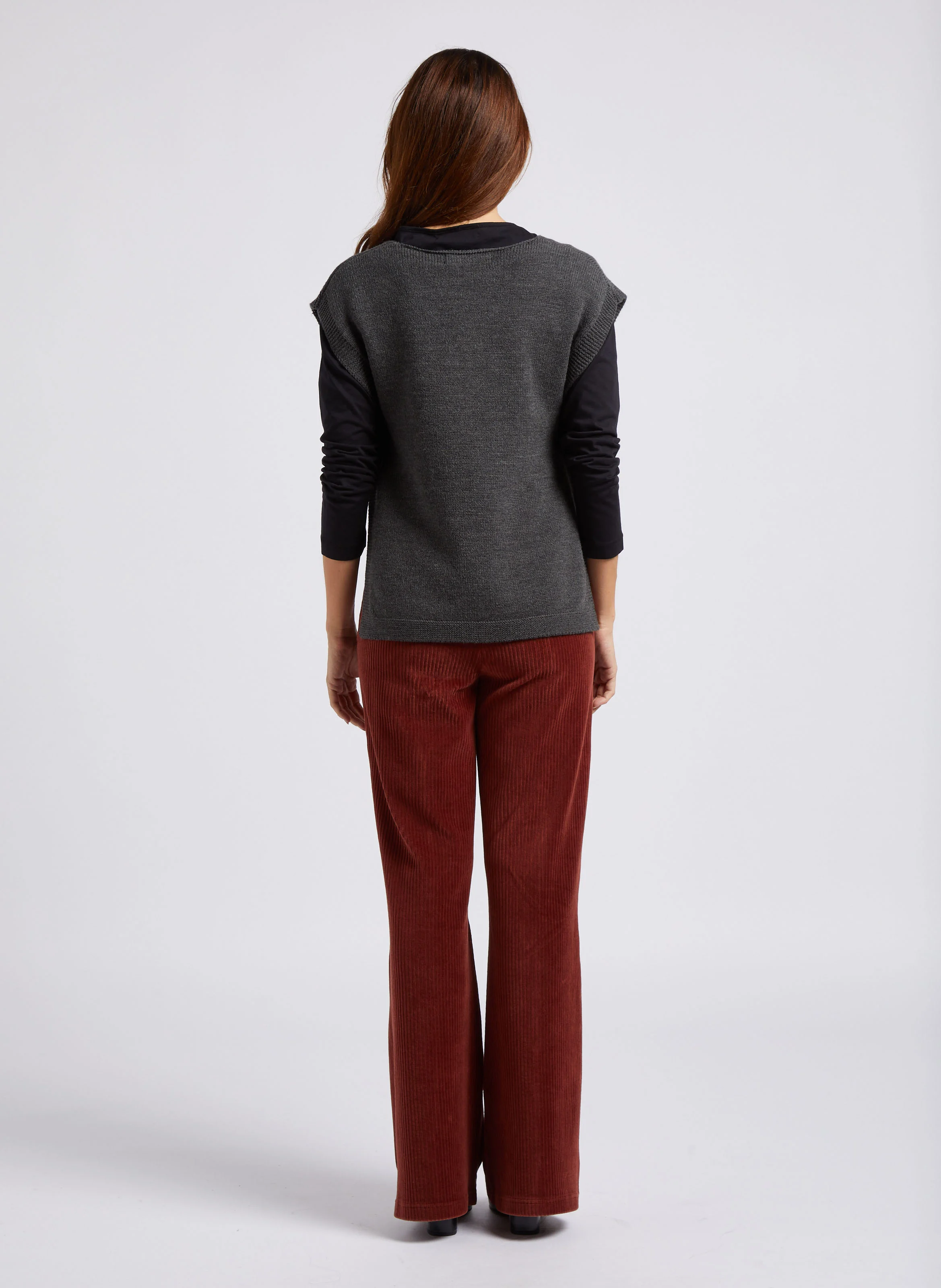 Pantalon flare en coton mélangé | Marron
