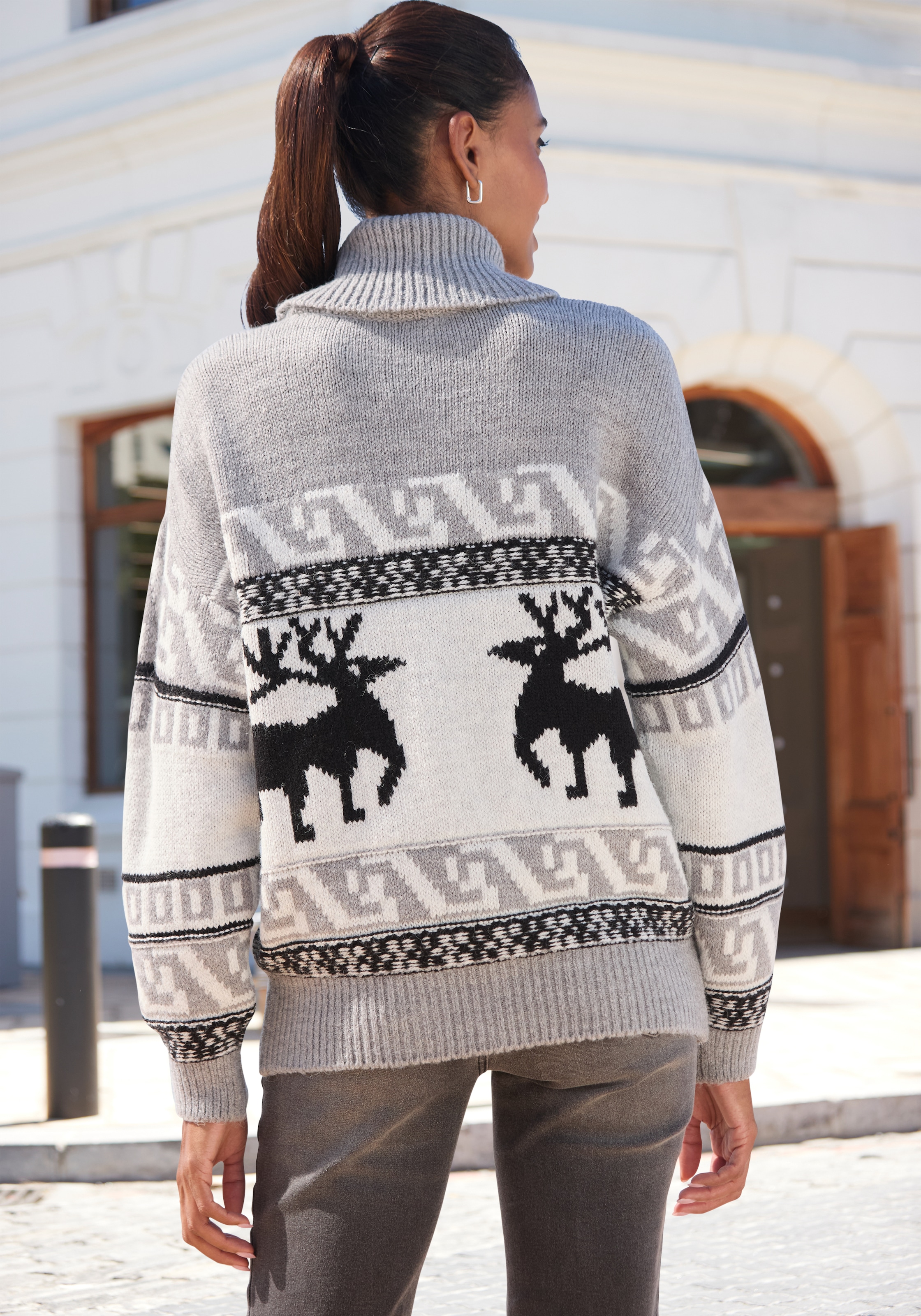 Vivance Rollkragenpullover , mit Wintermotiv, Strickpullover, Norwegerpullover, Weihnachtspullover