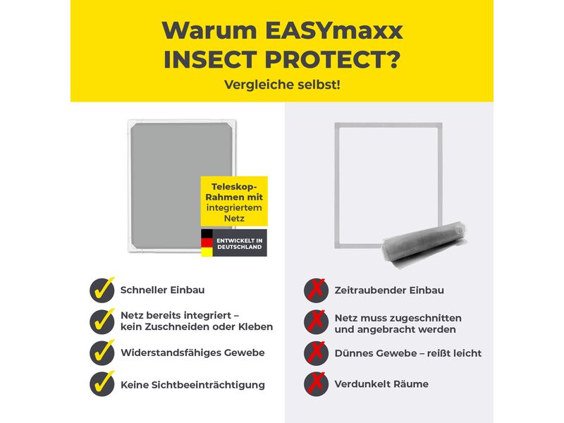 EASYmaxx Teleskop Insektenschutzgitter Weiss Moskitonetz
