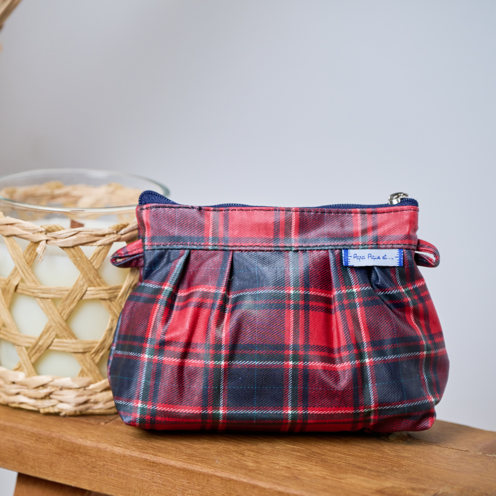 Mini Pochette Plissée Tartan Rouge