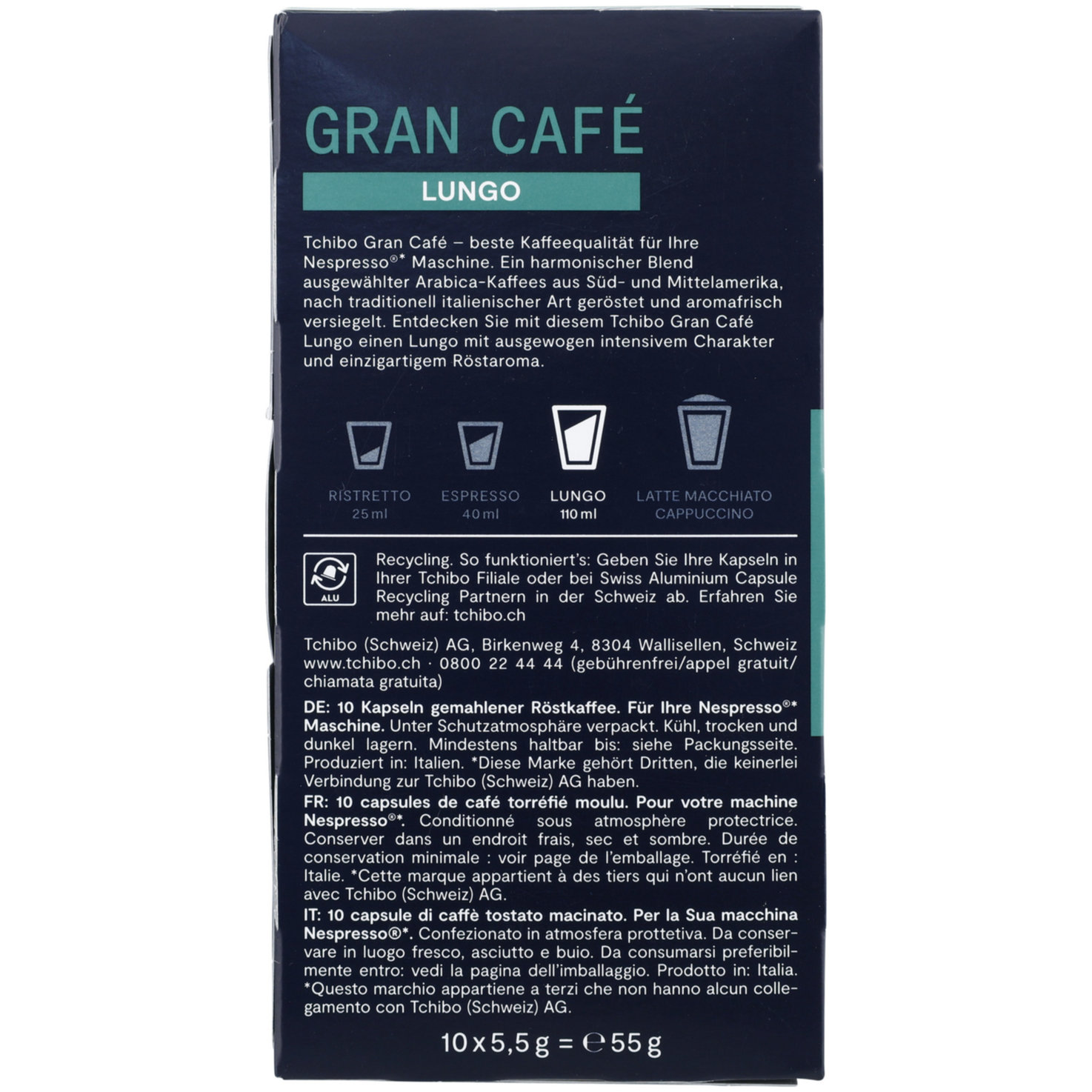 Tchibo Gran Café Lungo 10 Kapseln - Nespresso kompatibel