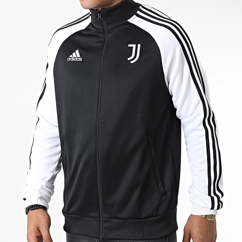 Veste Zippée A Bandes Juventus DNA HD8887 Noir Blanc