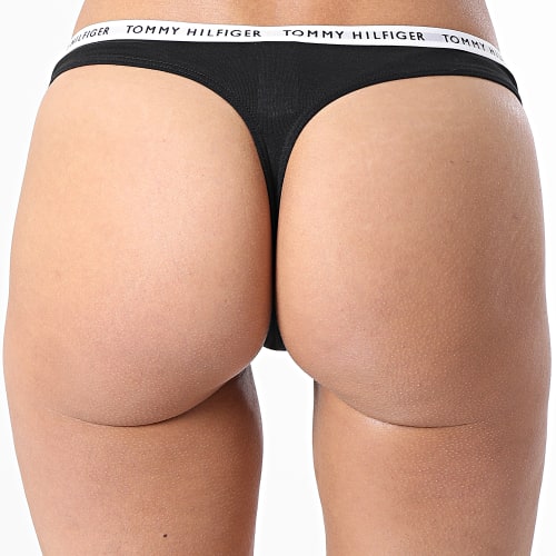 Lot De 3 Strings Femme 2829 Noir Blanc Gris Chiné