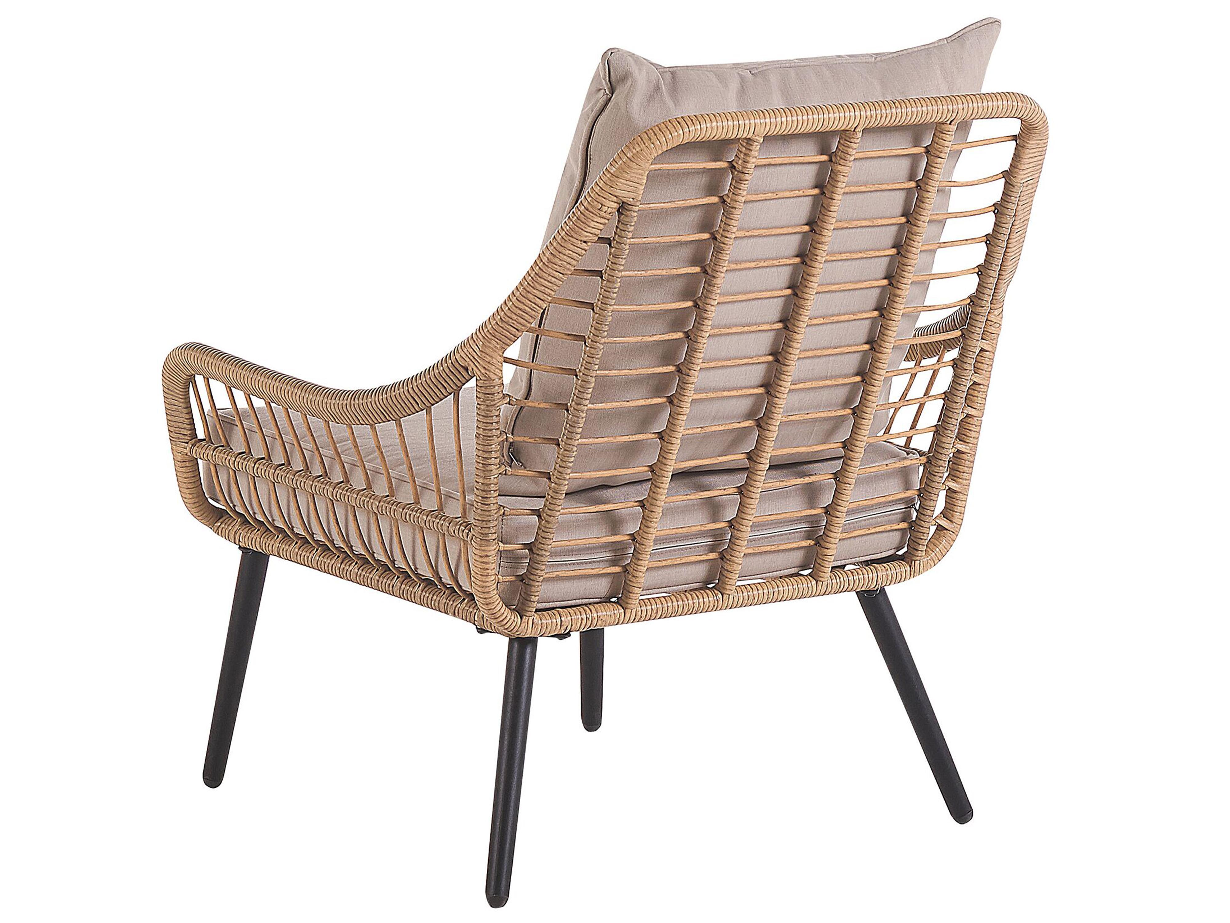 Bistroset met kussens LAURETO PE rotan Natuurlijk