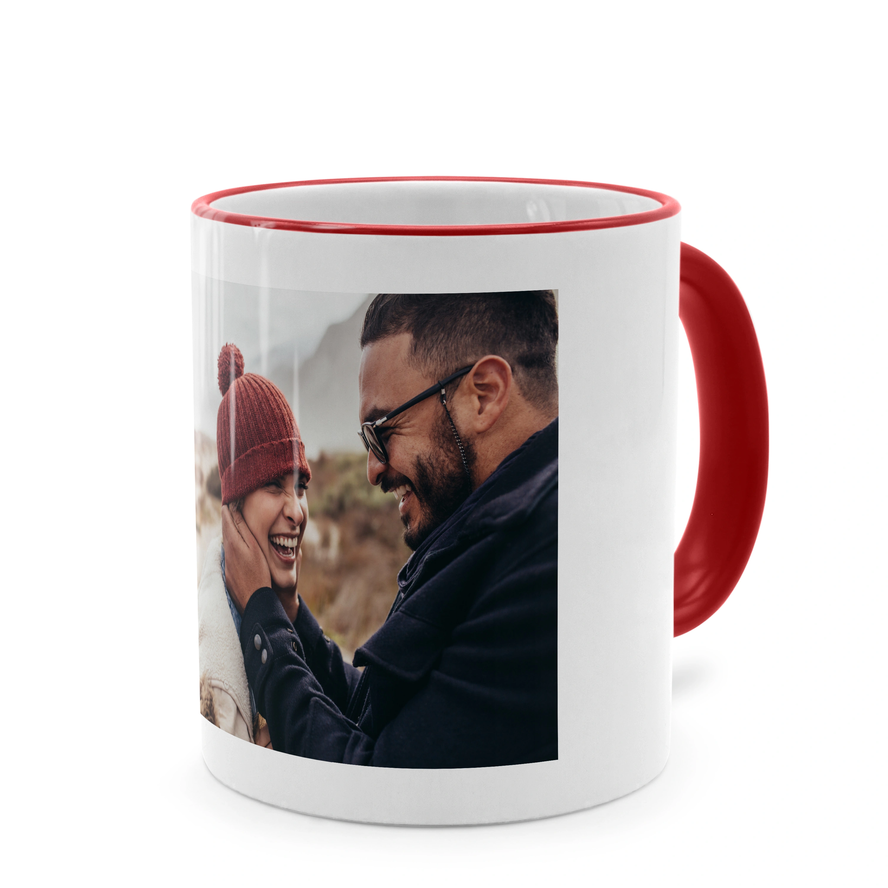 Kaffeebecher Color mit Foto selbst gestalten, 325 ml (Farbe: rot)