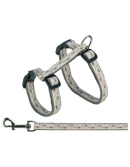 Trixie Kattentuig Met Riem 27–45 Cm\/13 Mm. 1.20 M - Kattenharnas - 27-45 cm Grijs Beige