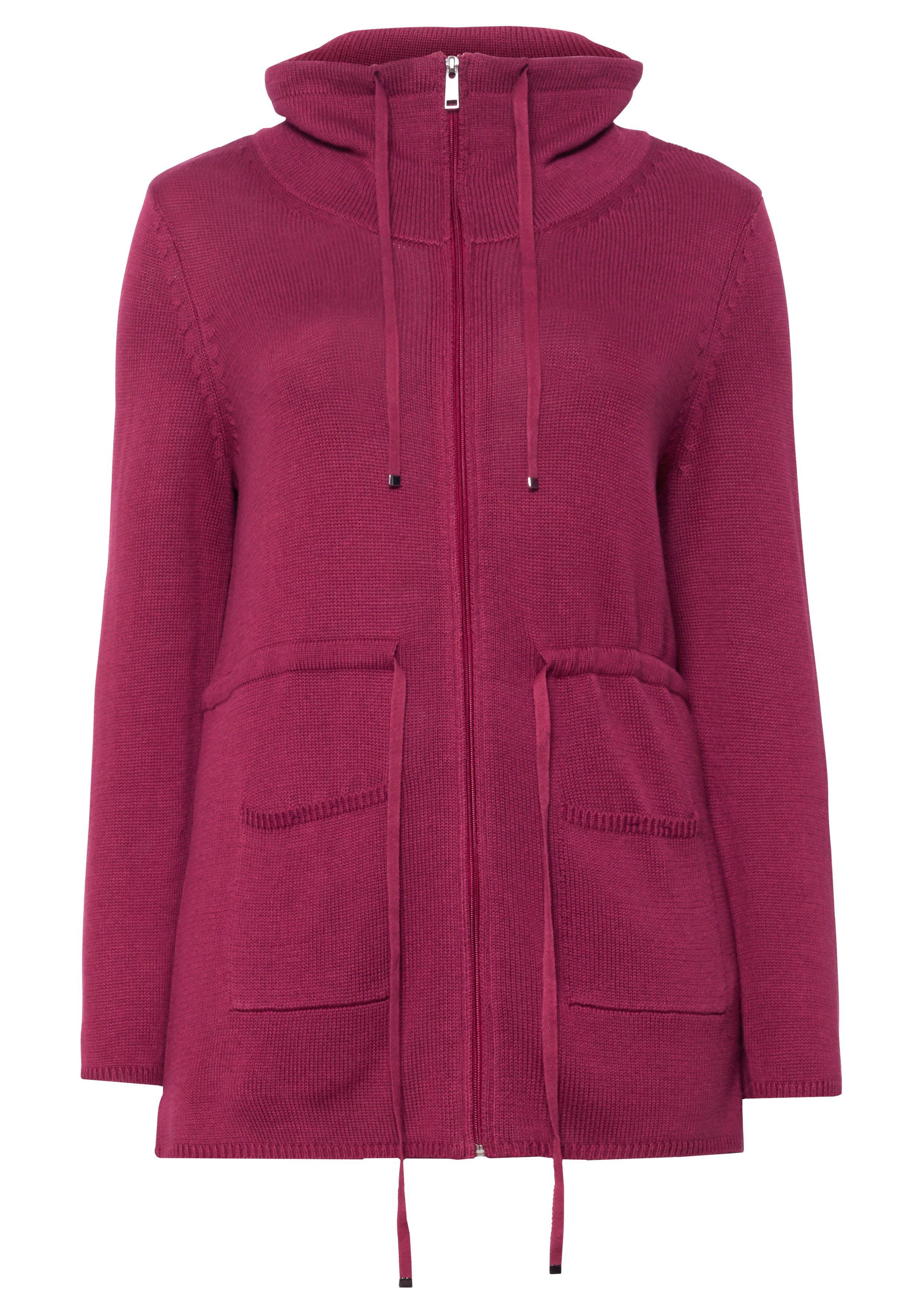 Strickjacke mit Reißverschluss und Taillen-Tunnelzug