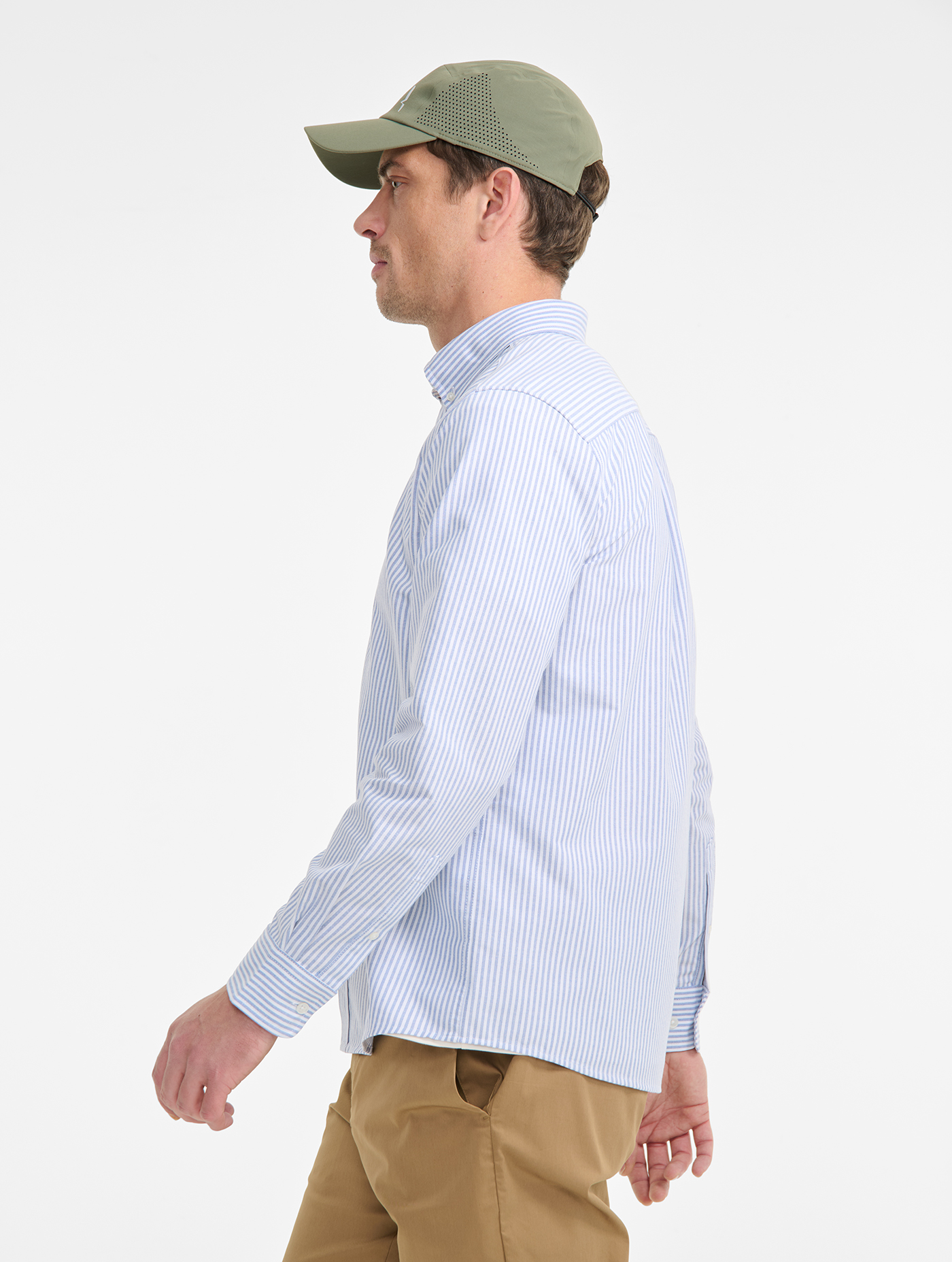 Chemise oxford à rayures DFT® et UV-C® à manches longues BLEU DOUX ST