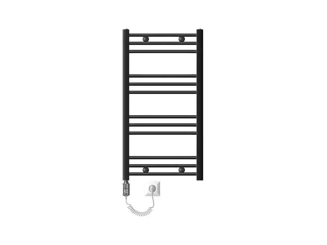 Radiateur électrique pour salle de bain Sahara 500x800 mm Anthracite Raccord latéral courbé & résistance 300W