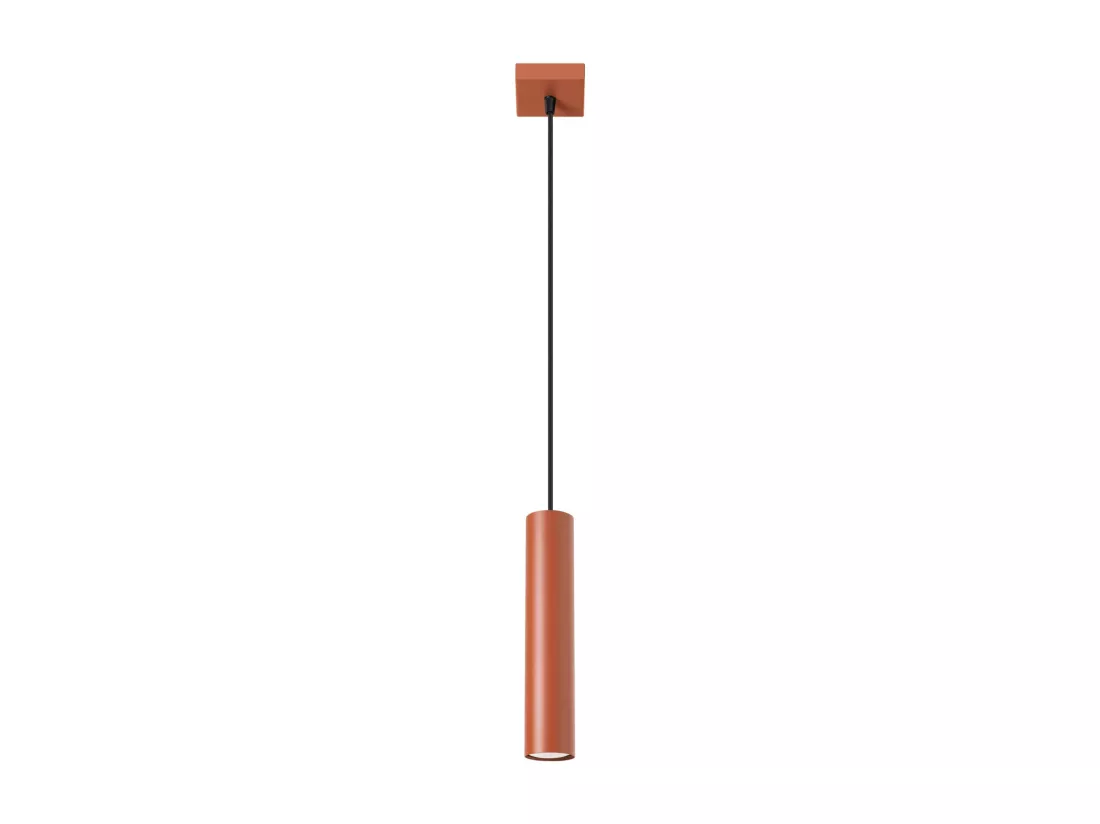 Lampe à suspension Lagos grenier en acier - 1 sources lumineuses - L.8 x H.118 cm - ocre rouge
