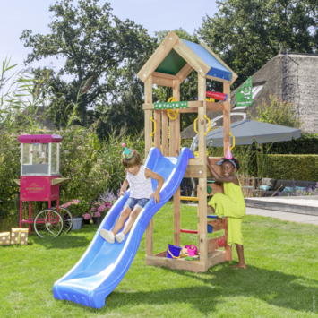 Speeltoestel Jungle Gym Patio met blauwe glijbaan van douglashout