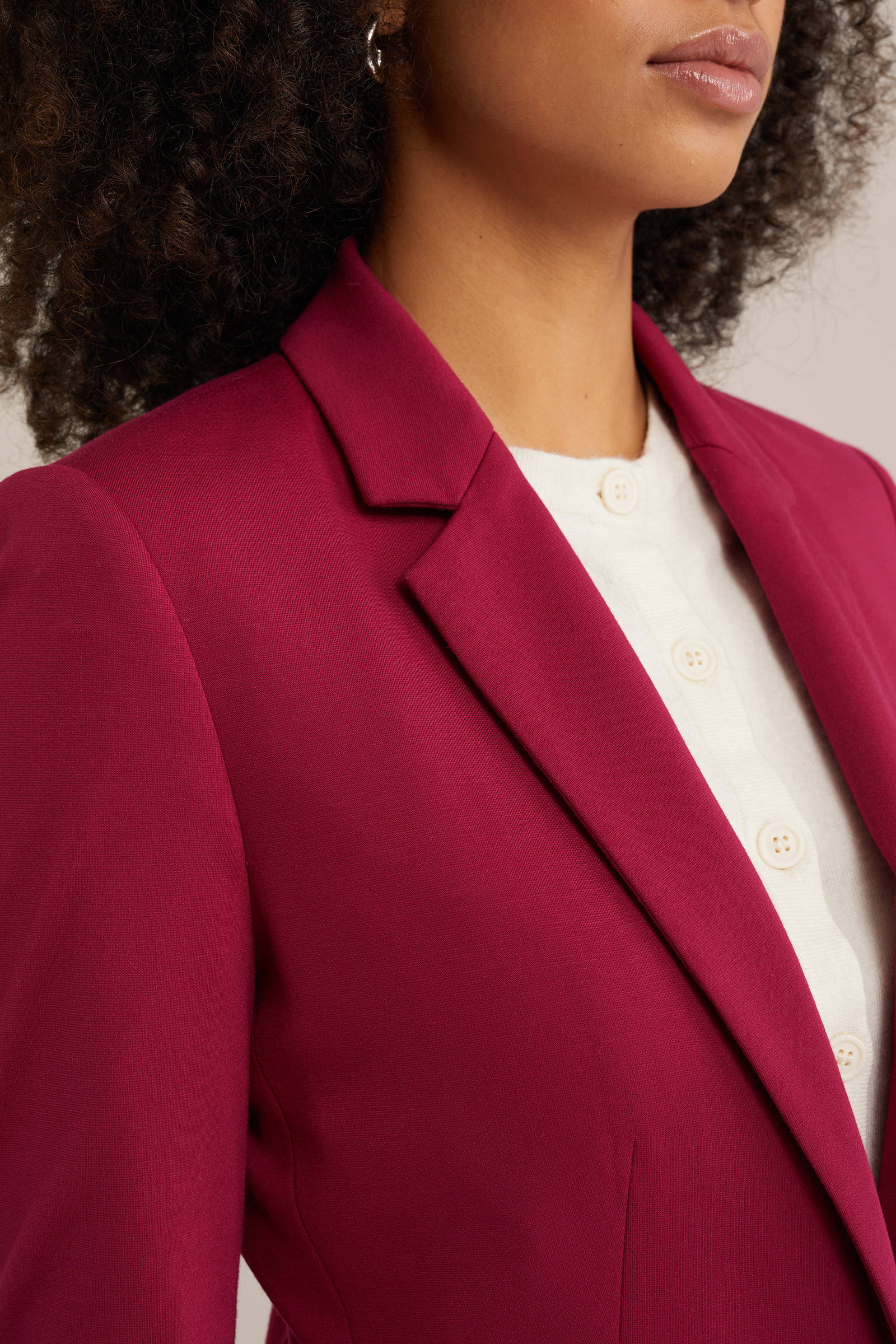 WE Fashion jersey getailleerde blazer donkerrood