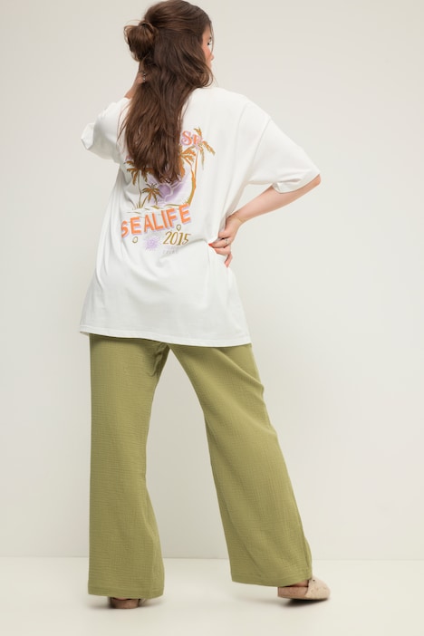 Hose, wide Legs, Musselin, Elastikbund