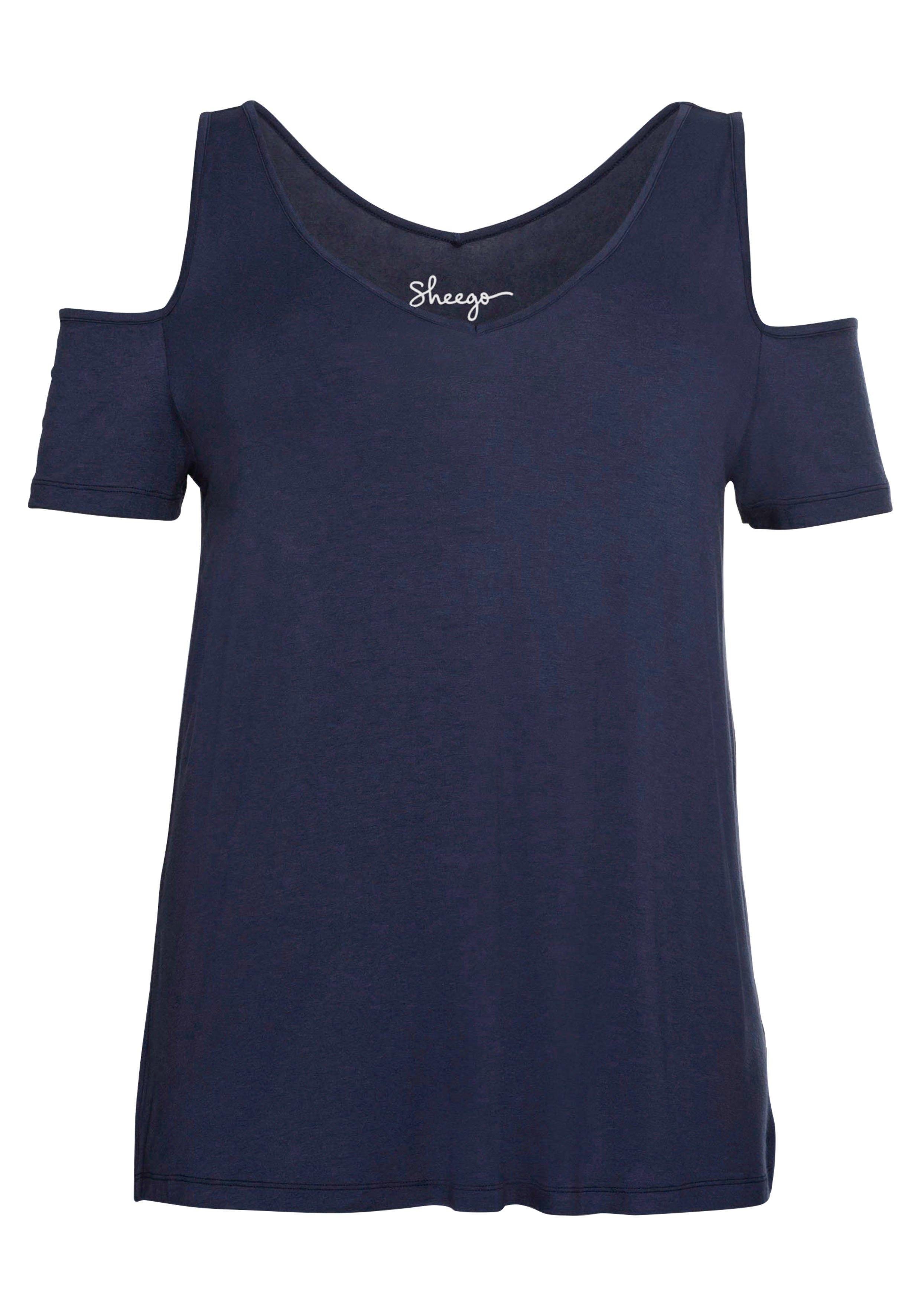 Jerseyhirt mit V-Ausschnitt, im schulterfreien Look