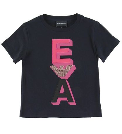 Emporio Armani T-Shirt - Navy m. Pink/Gold
