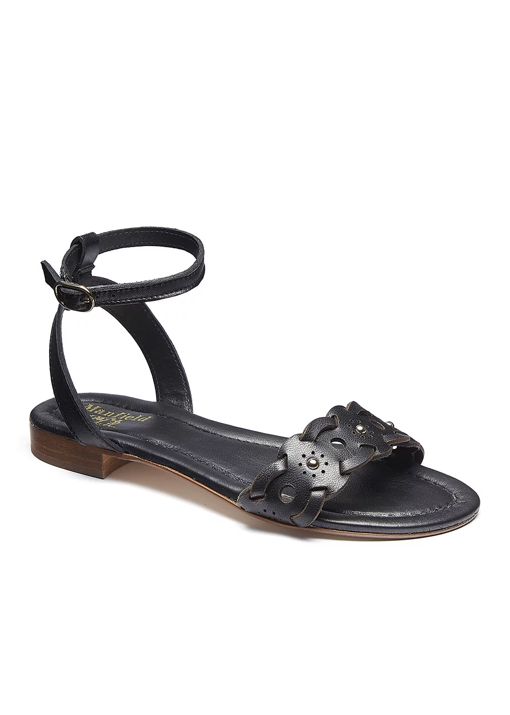 SANDALE BRIDE CHEVILLE CUIR NOIR